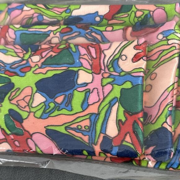 Vintage Zipper Pouches Set of 3 Mid Century Modern Mod Mosaic Carry All Trio - Picture 2 of 6